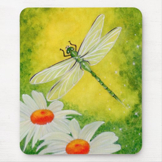 Dragonfly Daisies Mousepad Muismat (Voorkant)
