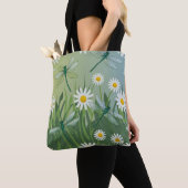 Dragonfly Daisies Shopping Errand Canvas tas (Dichtbij)