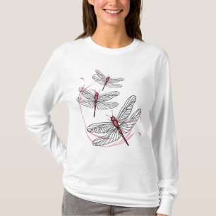 Dragonfly Dames lange hoes Roze T-shirt