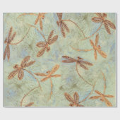 Dragonfly Dance Gold Cadeaupapier (Vlak)