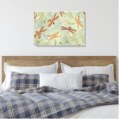 Dragonfly Dance Gold Canvas Afdruk (Insitu (Slaapkamer))