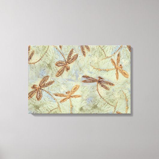 Dragonfly Dance Gold Canvas Afdruk (Voorkant)
