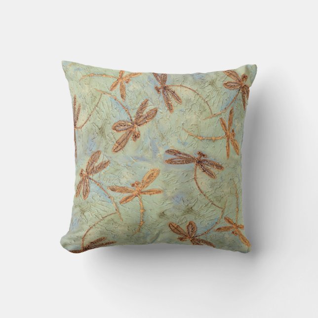 Dragonfly Dance Gold Kussen (Voorkant)