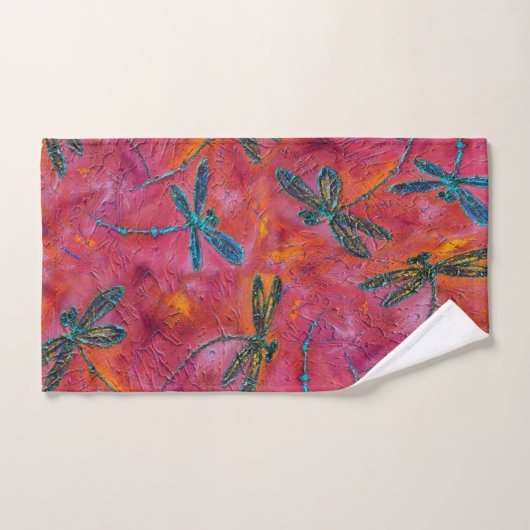 Dragonfly Dance Hot Fuchsia Bath Set Bad Handdoek (Handdoek)