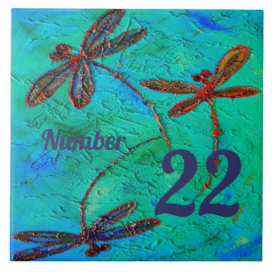Dragonfly Dance House Number Tile Tegeltje