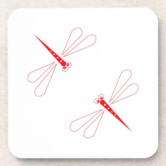 Dragonfly - dessous de verre en plastique dur blan (Devant)