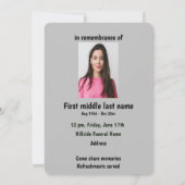 Dragonfly Dewdrops, Invitation du service commémor (Dos)