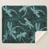 Dragonfly Disco Midnight Blue Sherpa Deken (Voorkant (horizontaal))