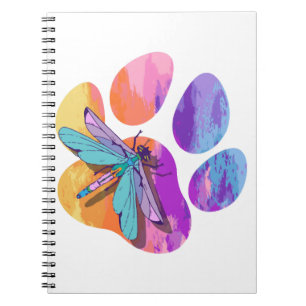 Dragonfly Dog Paw Color Dog Insect Lover Notitieboek