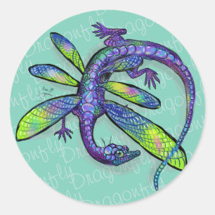 Dragonfly Dragon Ronde Sticker