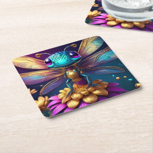 Dragonfly Dreaming Zephyr Vierkante Kartonnen Onderzetter (Schuin)
