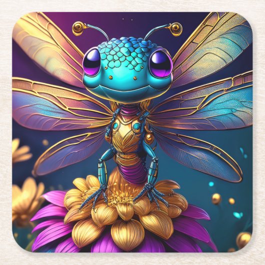 Dragonfly Dreaming Zephyr Vierkante Kartonnen Onderzetter (Voorkant)