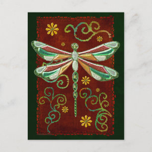 Dragonfly Elegant Jeweled 2 Folk Art Briefkaart