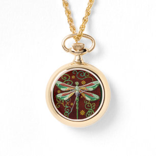 Dragonfly Elegant Jeweled 2 Folk Art Horloge