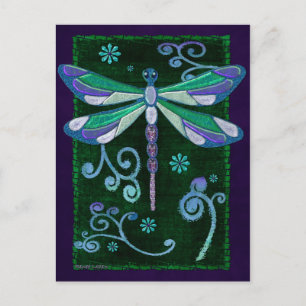 Dragonfly Elegant Jeweled Folk Art Briefkaart