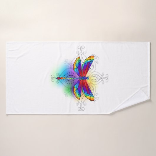 Dragonfly en arc-en-ciel (Serviette de bain)