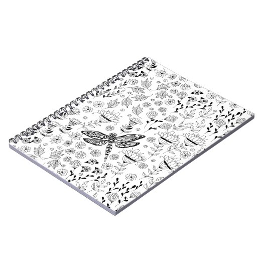 Dragonfly en bloemen notitieboek (Linkerzijde)