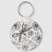 Dragonfly en bloemen sleutelhanger (Voorkant)
