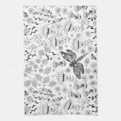 Dragonfly en bloemen theedoek (Verticaal)