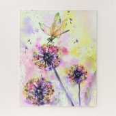 Dragonfly en Dandelions - Waterverf schilderen  Legpuzzel (Verticaal)