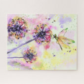 Dragonfly en Dandelions - Waterverf schilderen  Legpuzzel (Horizontaal)