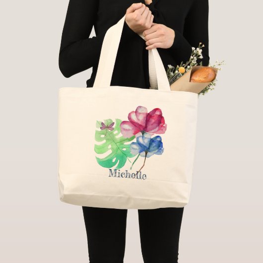 Dragonfly en Floral Waterverf Grote Tote Bag (Voorkant (product))