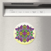Dragonfly en Flowers Mandala Magnet Magneet (Insitu (Vaatwasser))
