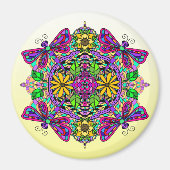 Dragonfly en Flowers Mandala Magnet Magneet (Voorkant)