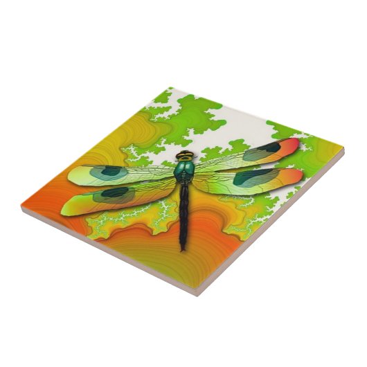Dragonfly en Fractals Tile Tegeltje (Zijkant)