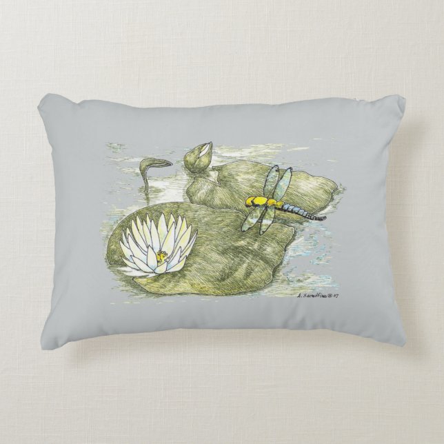 Dragonfly en Lily Pad Sierkussen Decoratief Kussen (Voorkant)