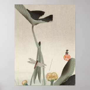 Dragonfly en Lotus, 1920, door Ohara Koson Poster