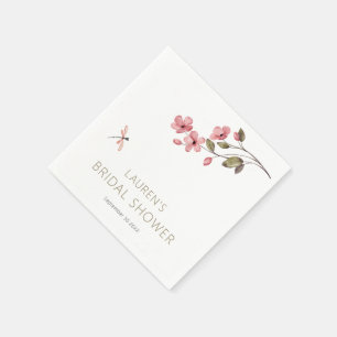 Dragonfly en Pink Blossom Vrijgezellenfeest Servet