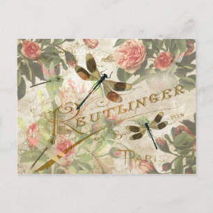  dragonfly en Rozen Briefkaart