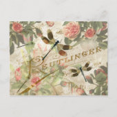 dragonfly en Rozen Briefkaart (Voorkant)