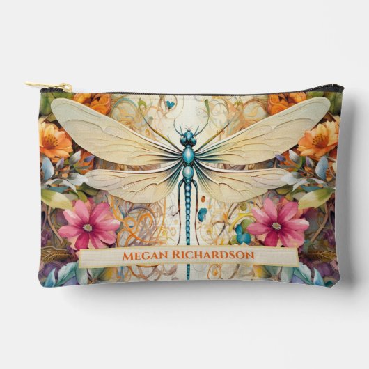 Dragonfly en wilde bloemen met naam klein etui (Voorkant)
