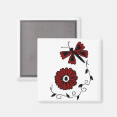 Dragonfly et aimant de fleur rouge (Recto/Verso)