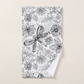 Dragonfly et doodle de fleurs (Serviette à main)