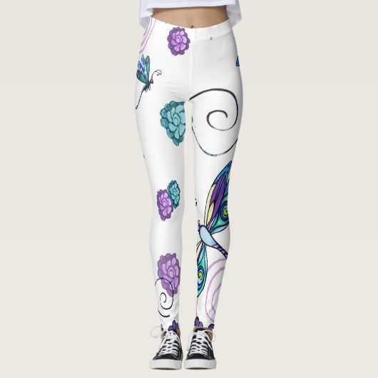 Dragonfly et leggings floraux tourbillonnant (Devant)