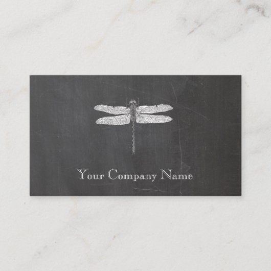Dragonfly Etching Chalkboard Kijk zwart Visitekaartje (Voorkant)