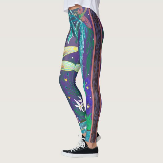 Dragonfly Evil Eye Pond Lotus Willow Tree Leggings (Links)