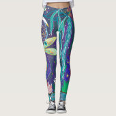 Dragonfly Evil Eye Pond Lotus Willow Tree Leggings (Voorkant)