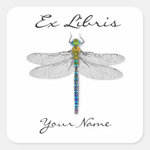 Dragonfly Ex Libris Boekplaten Vierkante Sticker