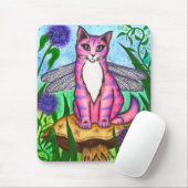 Dragonfly Fairy Cat Fantasy Art Mousepad Muismat (Met muis)