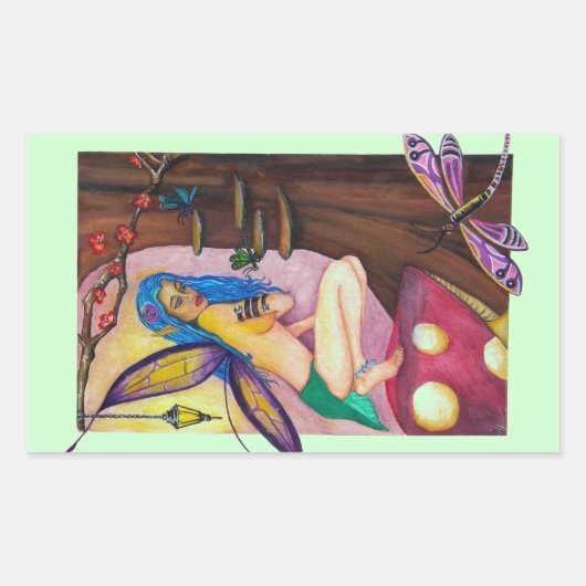 Dragonfly Fairy Rectangle Sticker (Voorkant)