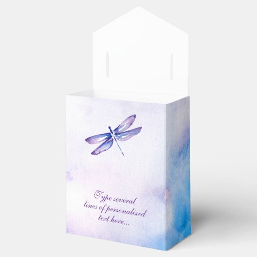 Dragonfly Favor Boxes | Paarse Blauwe Waterverf Bedankdoosjes (Geopend)