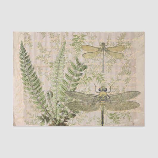 Dragonfly Fern Franse Vintage voor ontkoppeling va Tissuepapier (Voorkant)