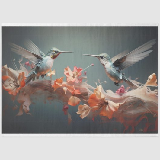 Dragonfly fladdert over perzikbloemen decoupage tissuepapier (Voorkant)