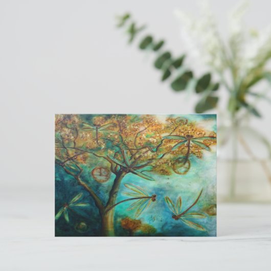 Dragonfly Flirtation Briefkaart (Staand voorkant)