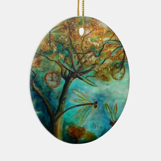 Dragonfly Flirtation Keramisch Ornament (Rechts)