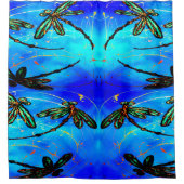 Dragonfly Flit Electric Blue Douchegordijn (Voorkant)